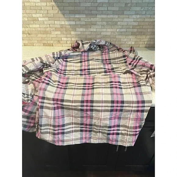 Crown & Ivy Women's Rain Jacket Pink Tan Plaid Rain Coat Size xxl - Picture 4 of 4